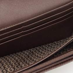 Pre Owned Aigner Beige Signature Coated Canvas Logo Flap Continental Wallet