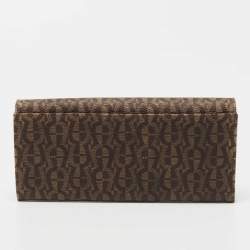 Pre Owned Aigner Beige Signature Coated Canvas Logo Flap Continental Wallet