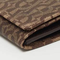 Pre Owned Aigner Beige Signature Coated Canvas Logo Flap Continental Wallet