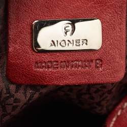 Aigner Red Leather Flap Shoulder Bag