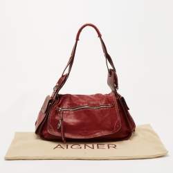 Aigner Red Leather Flap Shoulder Bag