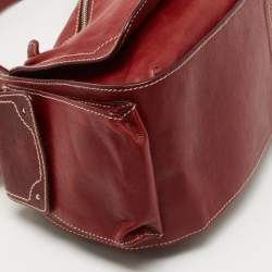 Aigner Red Leather Flap Shoulder Bag