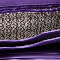 Pre Owned Aigner Purple Embossed Patent Leather Flap Crossbody Bag