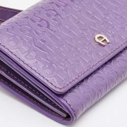 Pre Owned Aigner Purple Embossed Patent Leather Flap Crossbody Bag
