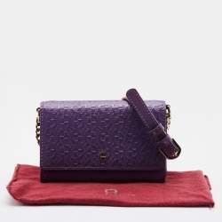 Pre Owned Aigner Purple Embossed Patent Leather Flap Crossbody Bag