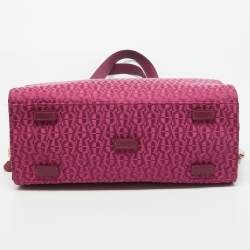 Pre Owned Aigner Magenta Jacquard Canvas Drawstring Satchel