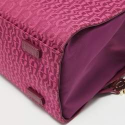 Pre Owned Aigner Magenta Jacquard Canvas Drawstring Satchel