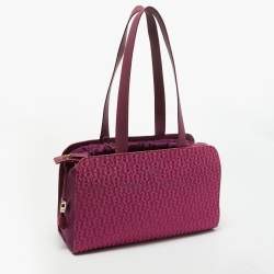 Pre Owned Aigner Magenta Jacquard Canvas Drawstring Satchel