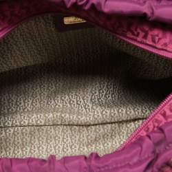 Pre Owned Aigner Magenta Jacquard Canvas Drawstring Satchel