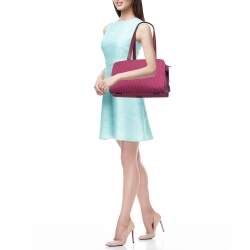 Pre Owned Aigner Magenta Jacquard Canvas Drawstring Satchel