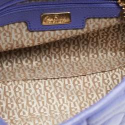 Pre Owned Aigner Purple Embossed Leather Flap Shoulder Bag