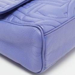 Pre Owned Aigner Purple Embossed Leather Flap Shoulder Bag