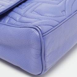 Pre Owned Aigner Purple Embossed Leather Flap Shoulder Bag