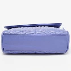 Pre Owned Aigner Purple Embossed Leather Flap Shoulder Bag