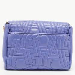 Pre Owned Aigner Purple Embossed Leather Flap Shoulder Bag