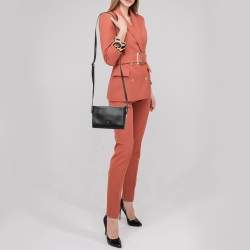 Aigner Black Leather Zip Crossbody Bag