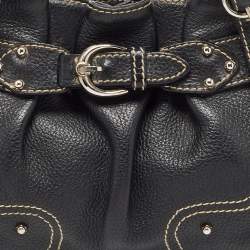 Pre Owned Aigner Black Leather Buckle Shoulder Bag