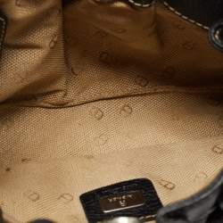 Pre Owned Aigner Black Leather Buckle Shoulder Bag