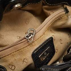 Pre Owned Aigner Black Leather Buckle Shoulder Bag