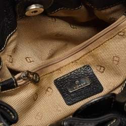 Pre Owned Aigner Black Leather Buckle Shoulder Bag