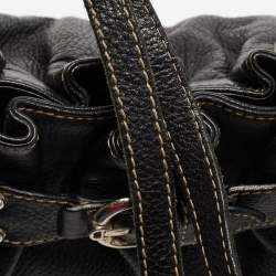 Pre Owned Aigner Black Leather Buckle Shoulder Bag