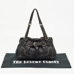 Pre Owned Aigner Black Leather Buckle Shoulder Bag