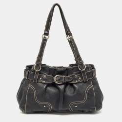 Pre Owned Aigner Black Leather Buckle Shoulder Bag