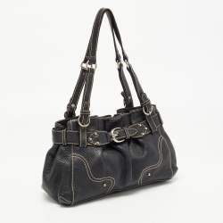 Pre Owned Aigner Black Leather Buckle Shoulder Bag