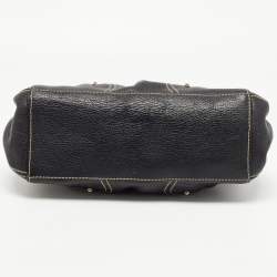 Pre Owned Aigner Black Leather Buckle Shoulder Bag