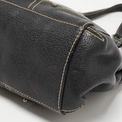 Pre Owned Aigner Black Leather Buckle Shoulder Bag