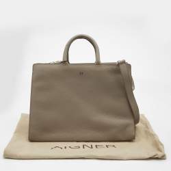 Pre Owned Aigner Beige Leather Large Cybill Tote