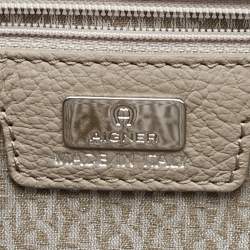 Pre Owned Aigner Beige Leather Large Cybill Tote