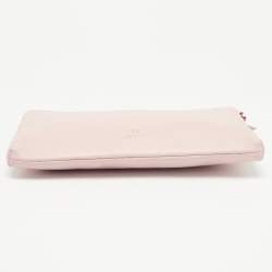 Pre Owned Aigner Light Pink Leather Wristlet Clutch 