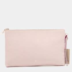 Pre Owned Aigner Light Pink Leather Wristlet Clutch 