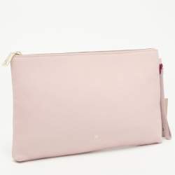 Pre Owned Aigner Light Pink Leather Wristlet Clutch 