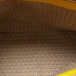 Pre Owned Aigner Yellow Woven Embossed Leather Flap Frame Satchel