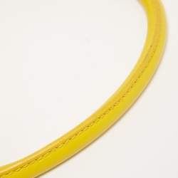 Pre Owned Aigner Yellow Woven Embossed Leather Flap Frame Satchel