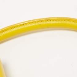 Pre Owned Aigner Yellow Woven Embossed Leather Flap Frame Satchel