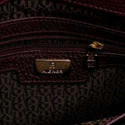 Pre Owned Aigner Plum Leather Cavallina Tote