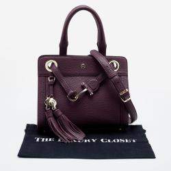 Pre Owned Aigner Plum Leather Cavallina Tote