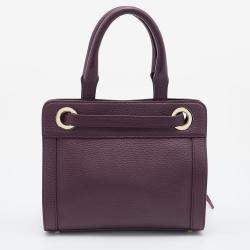 Pre Owned Aigner Plum Leather Cavallina Tote