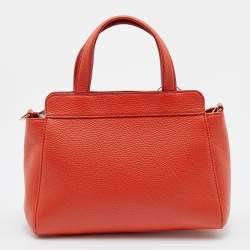 Pre Owned Aigner Orange Leather Satchel