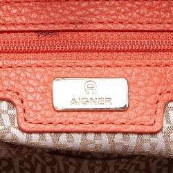 Pre Owned Aigner Orange Leather Satchel
