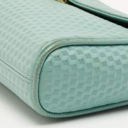 Pre Owned Aigner Mint Green Embossed Leather Genoveva Crossbody Bag