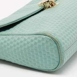 Pre Owned Aigner Mint Green Embossed Leather Genoveva Crossbody Bag