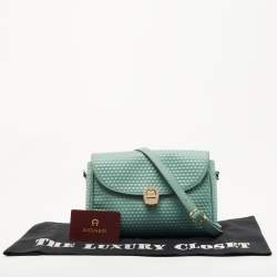 Pre Owned Aigner Mint Green Embossed Leather Genoveva Crossbody Bag