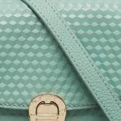 Pre Owned Aigner Mint Green Embossed Leather Genoveva Crossbody Bag