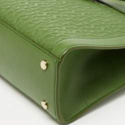 Pre Owned Aigner Green Logo Embossed Leather Cavallina Tote