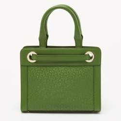 Pre Owned Aigner Green Logo Embossed Leather Cavallina Tote