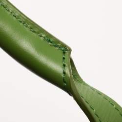 Pre Owned Aigner Green Logo Embossed Leather Cavallina Tote